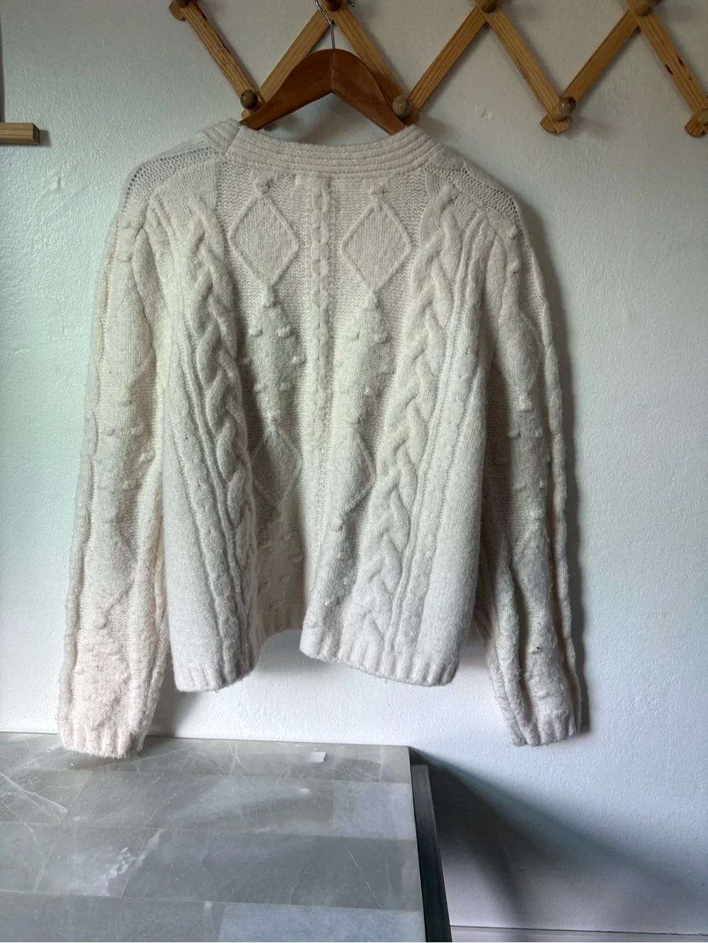 Cream Cable Knit Button-Up Cardigan - Picture 8 of 8